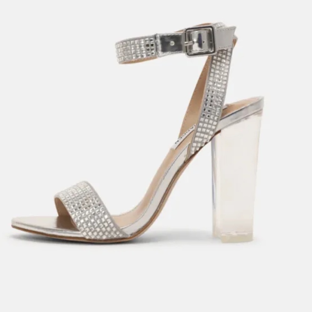 Brand New Steve Madden Gorgeous Rhinestone Heels with Clear Block 10 - Picture 3 of 17